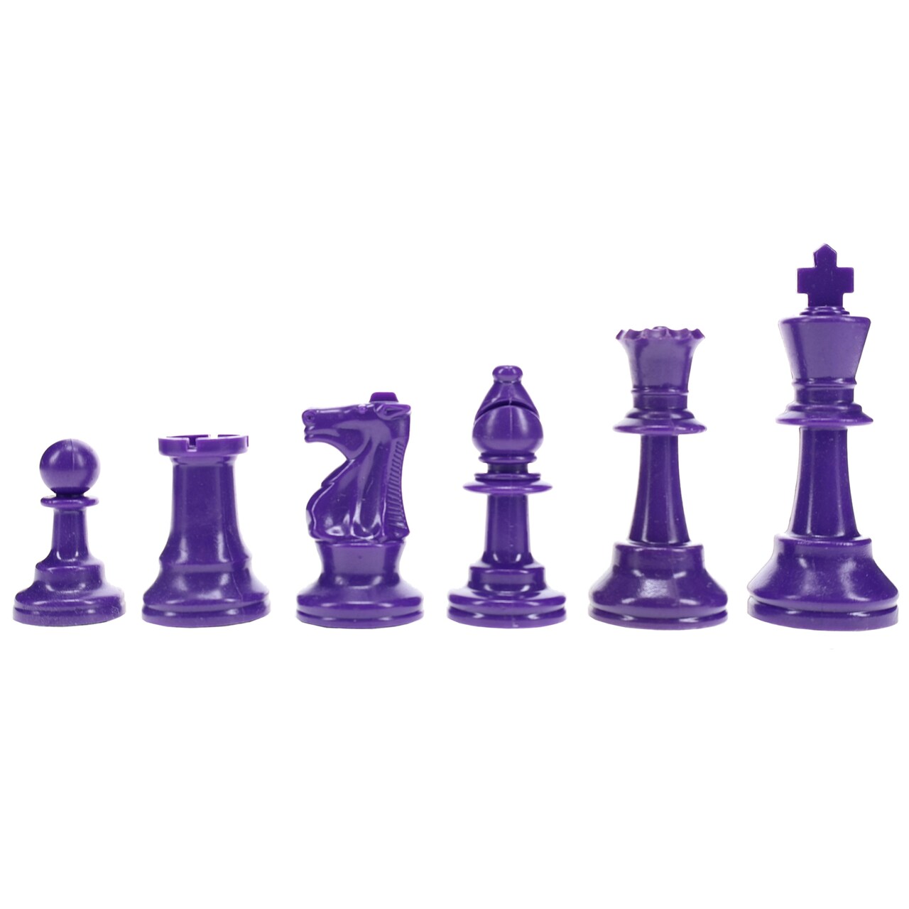 WE Games Color Bright Plastic Staunton Tournament Chess Pieces with 3.75 in. King - Half Chess Set of Chess Pieces Only, Purple
